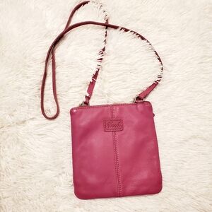 Fossil Fuchsia Pink Leather Crossbody Bag